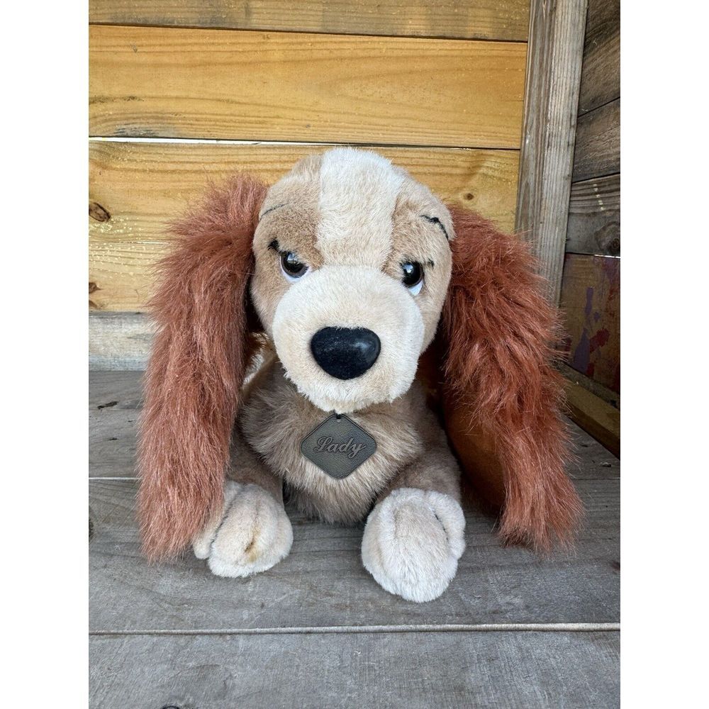Disney Lady And The Tramp Stuffed Lady Dog With Collar Metal Name Plate‎